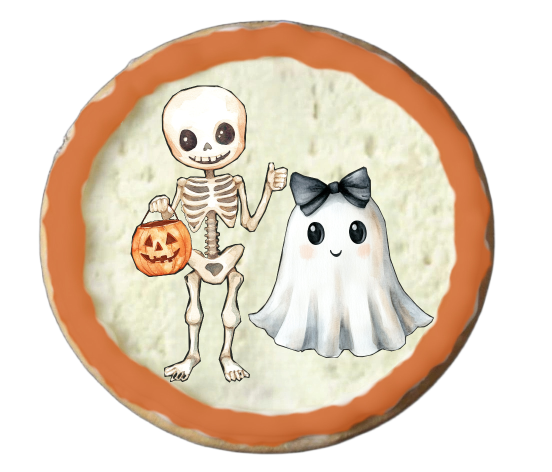 Half Dozen Orange and Black Halloween Ghost Skeleton
