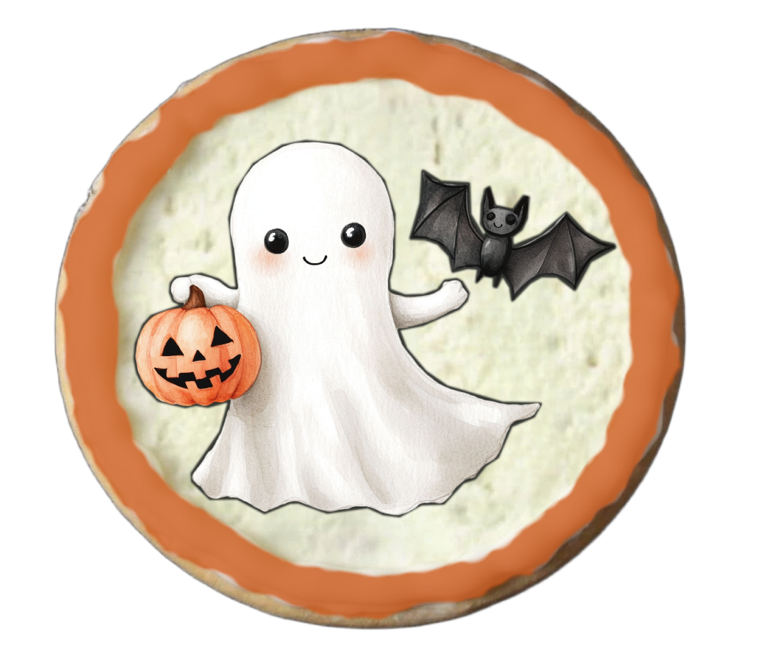 Half Dozen Orange and Black Halloween Ghost Skeleton