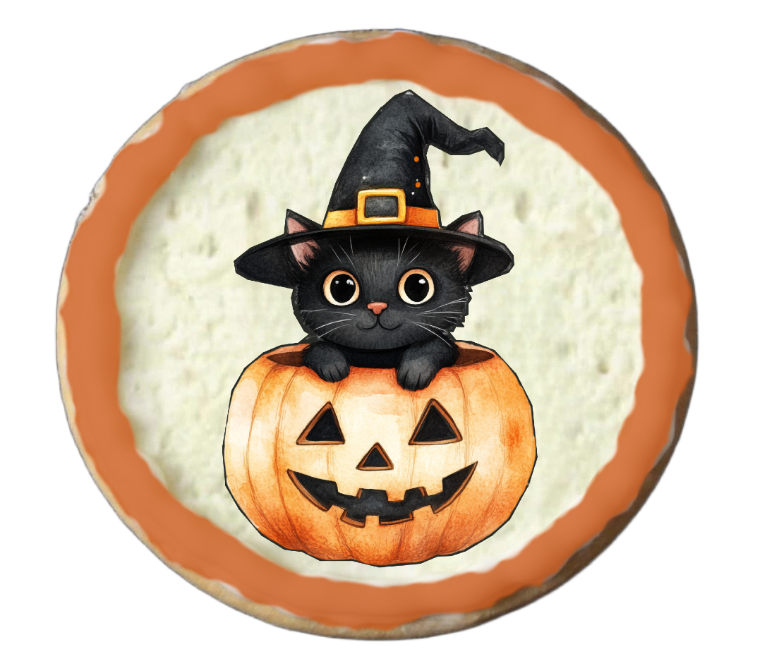 Half Dozen Orange and Black Cat Halloween and Witch