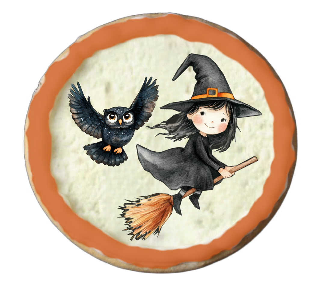Half Dozen Orange and Black Cat Halloween and Witch