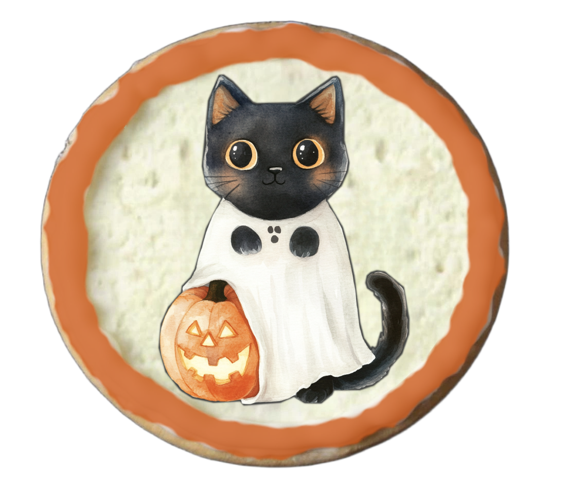 Half Dozen Orange and Black Cat Halloween and Witch