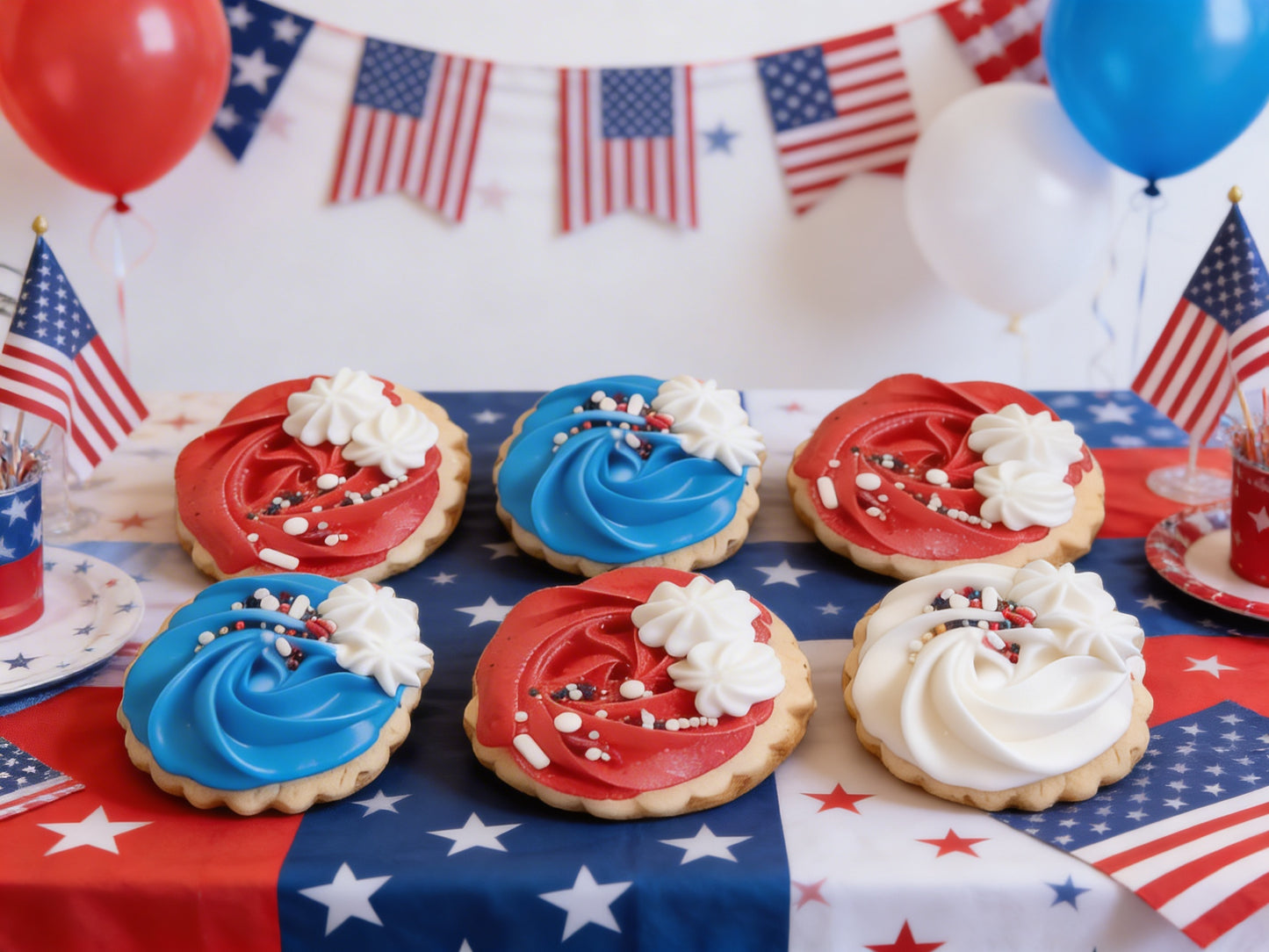 Dozen Red & White & Blue Cookies