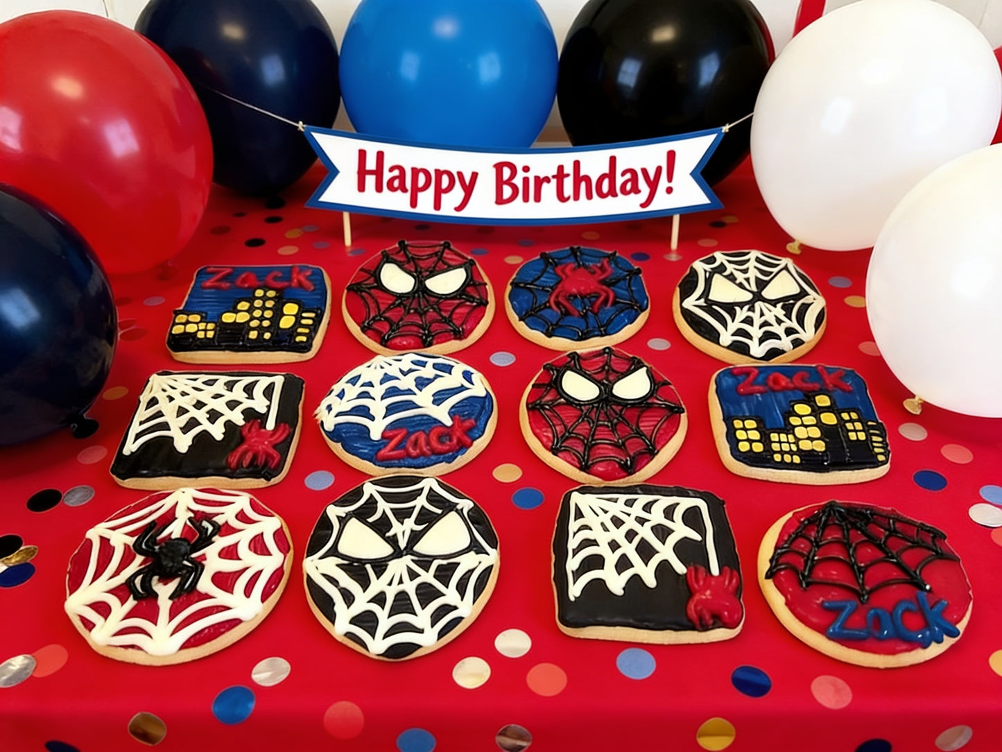 Boy Birthday Spider Cookie Set