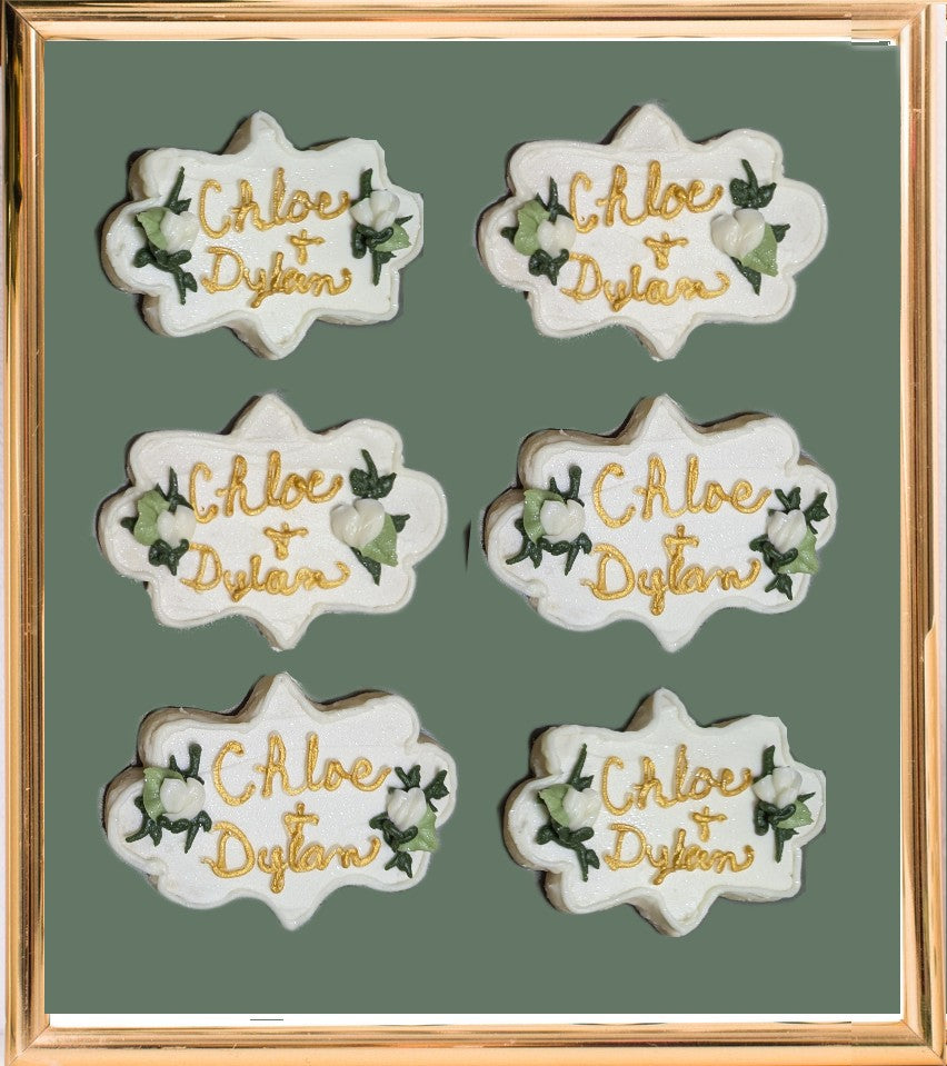 Half Dozen Gold and White Name Plaques