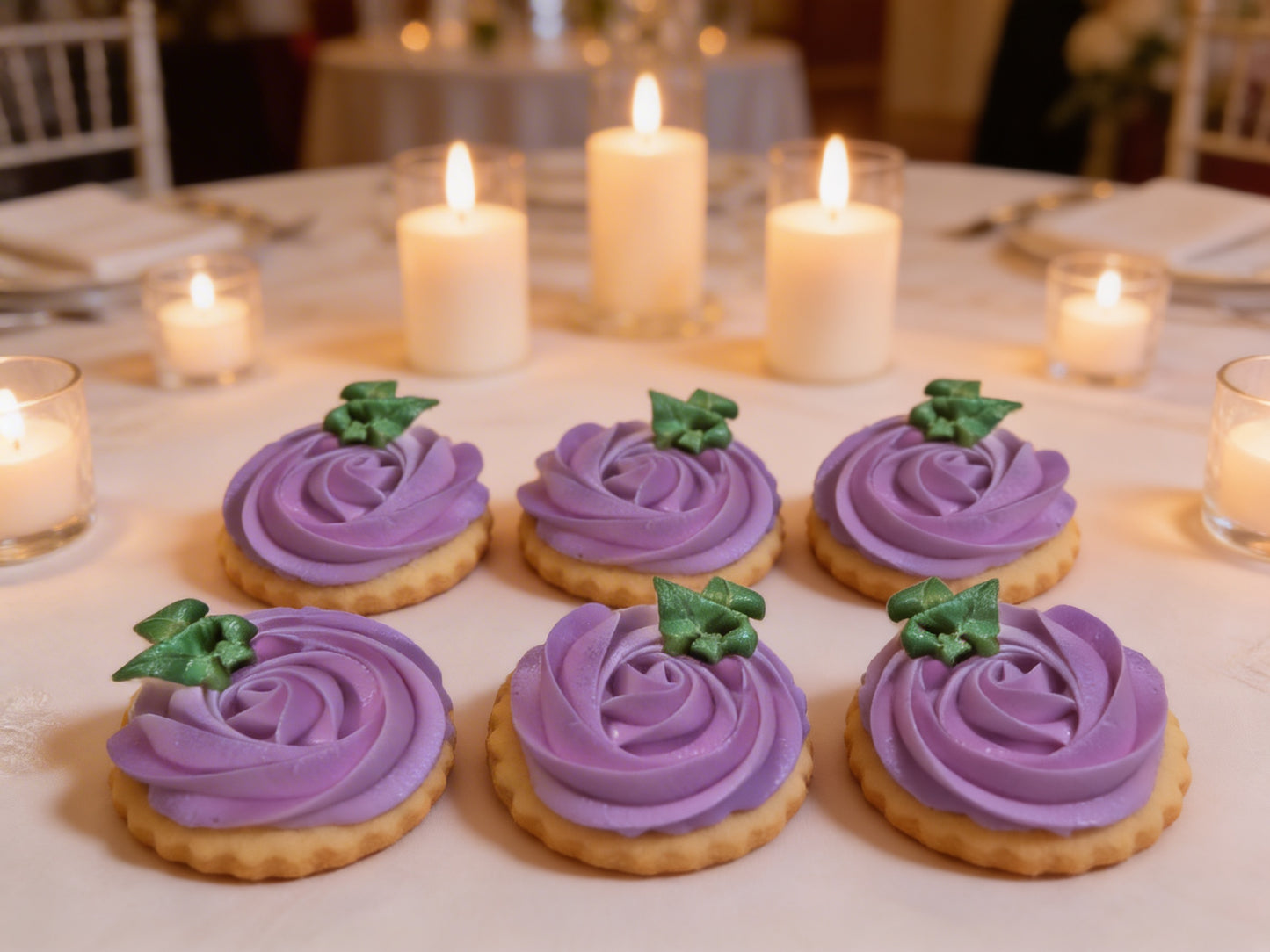 Dozen Purple Rosettes Wedding Day