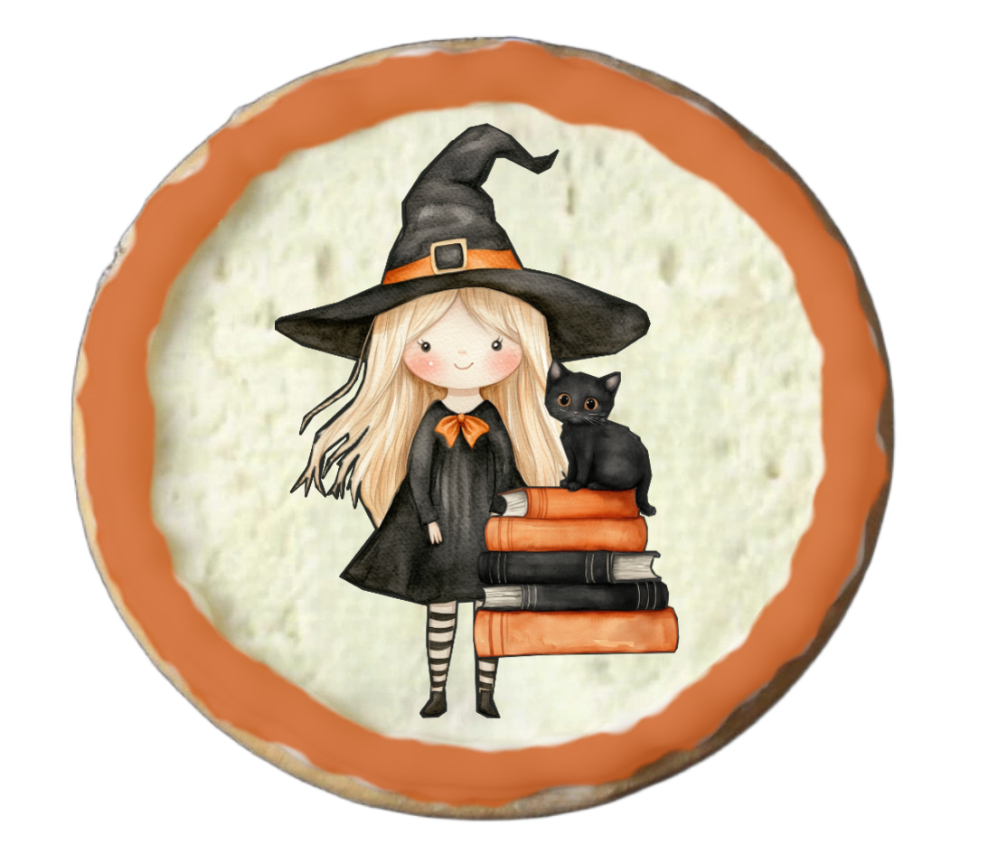 Half Dozen Orange and Black Cat Halloween and Witch