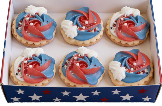 Dozen Red & White & Blue Swirl Cookies