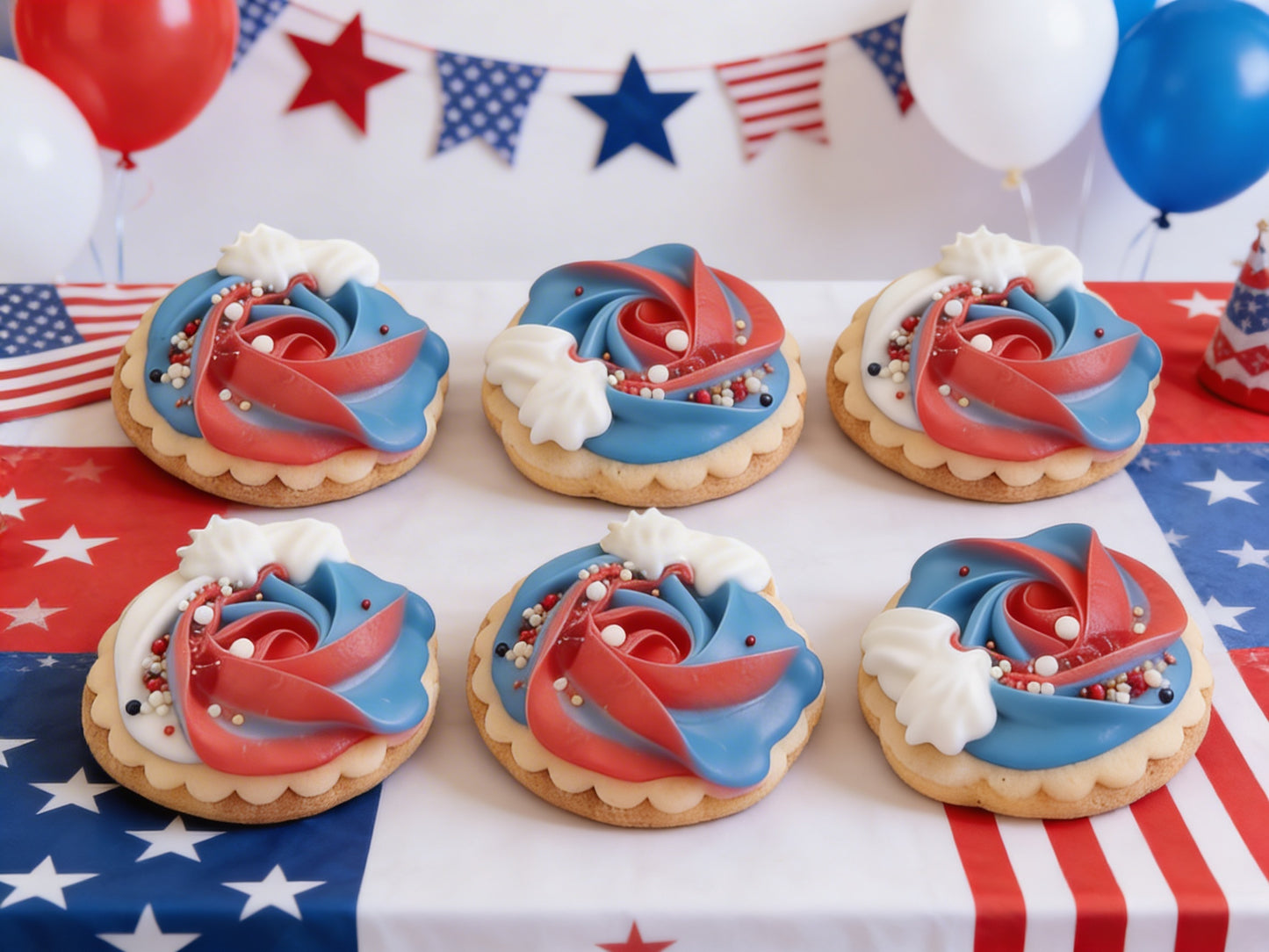 Dozen Red & White & Blue Swirl Cookies