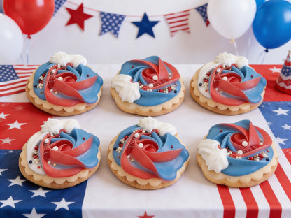 Dozen Red & White & Blue Swirl Cookies