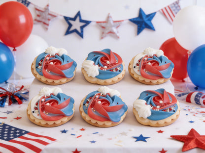 Dozen Red & White & Blue Swirl Cookies
