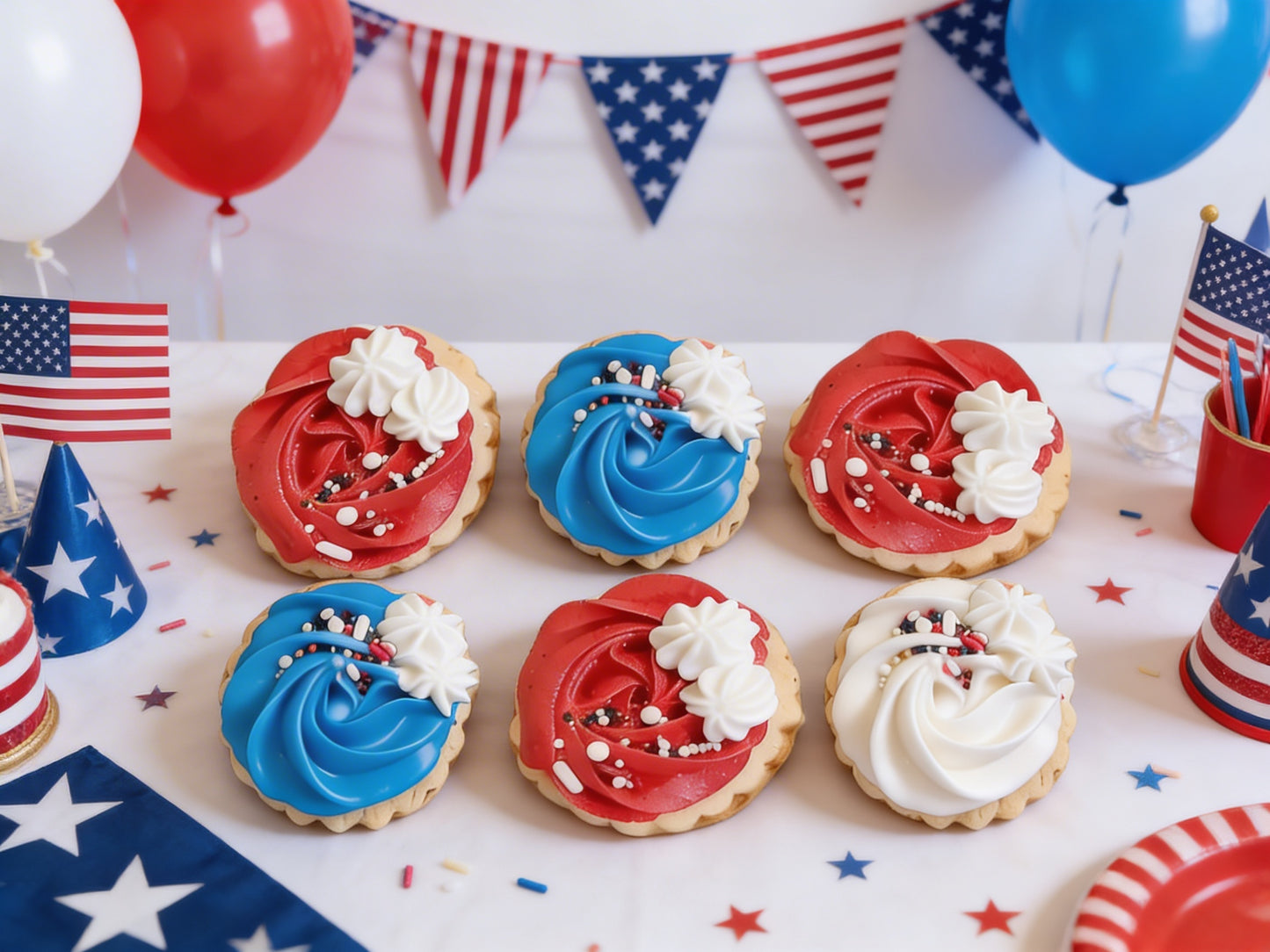 Dozen Red & White & Blue Cookies