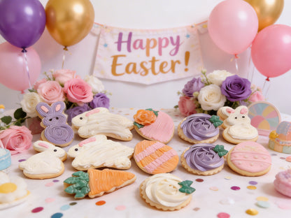 Easter Set, Bunnies, Eggs, Carrots and Flowers