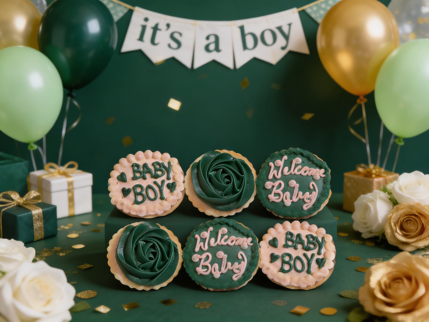 Baby Shower Green Boy Cookies