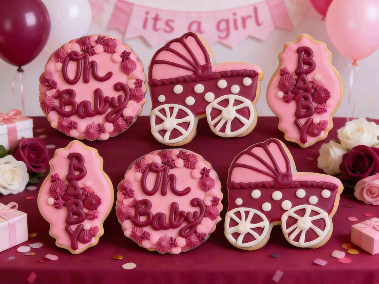 Baby Shower Pink Girl Cookies Pt 2