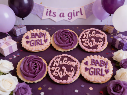 Baby Shower Purple Girl Cookies