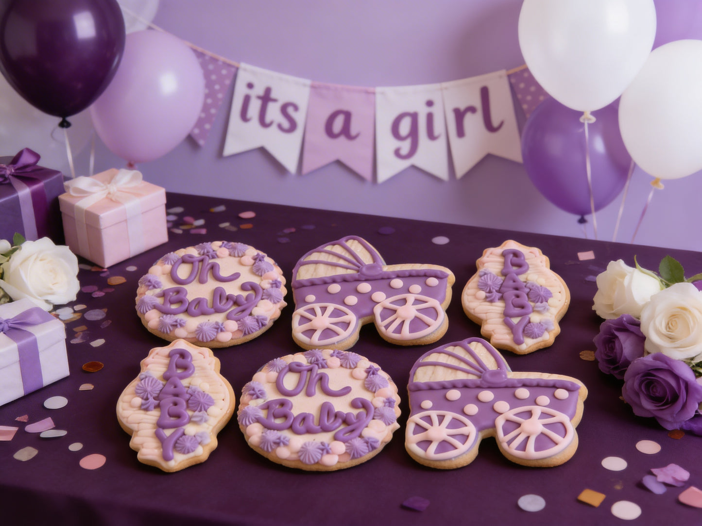 Baby Shower Purple Girl Cookies Pt 2
