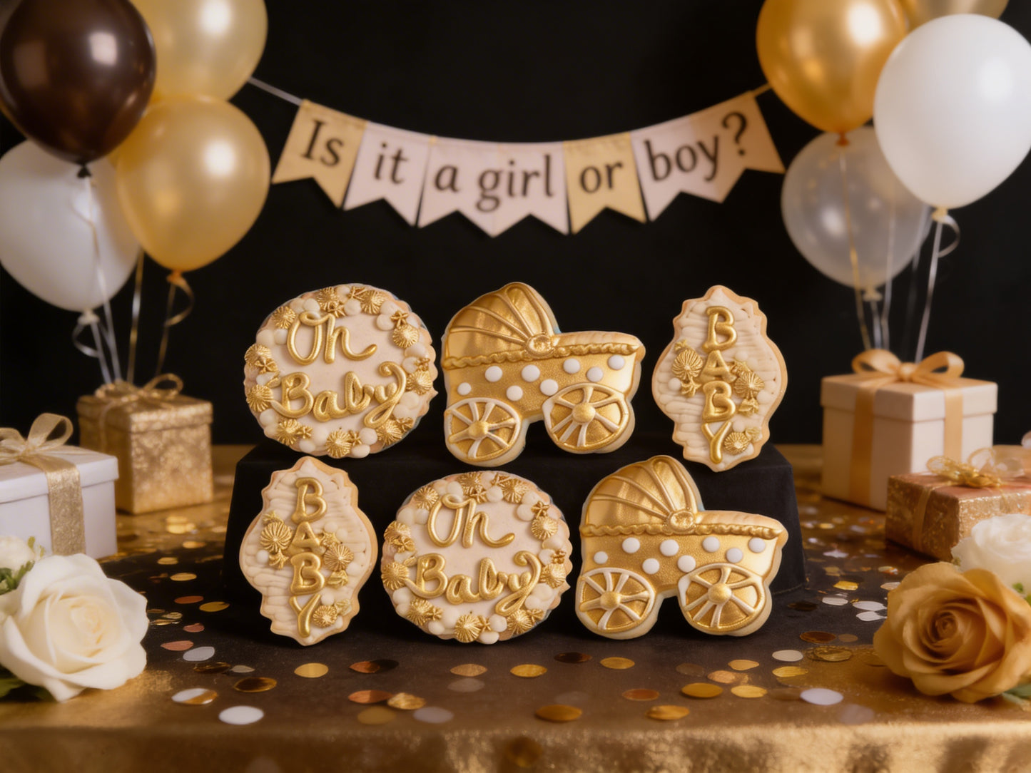 Baby Shower Gold Neutral Boy or Girl Cookies Pt 2