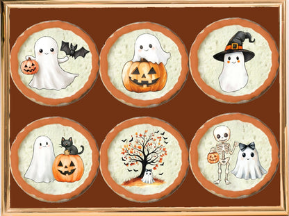 Orange and Black Halloween Ghost Skeleton