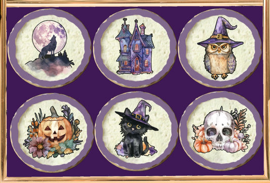Half Dozen Purple Halloween Cookies Part 1/2