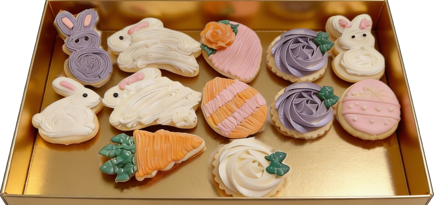 Easter Set, Bunnies, Eggs, Carrots and Flowers