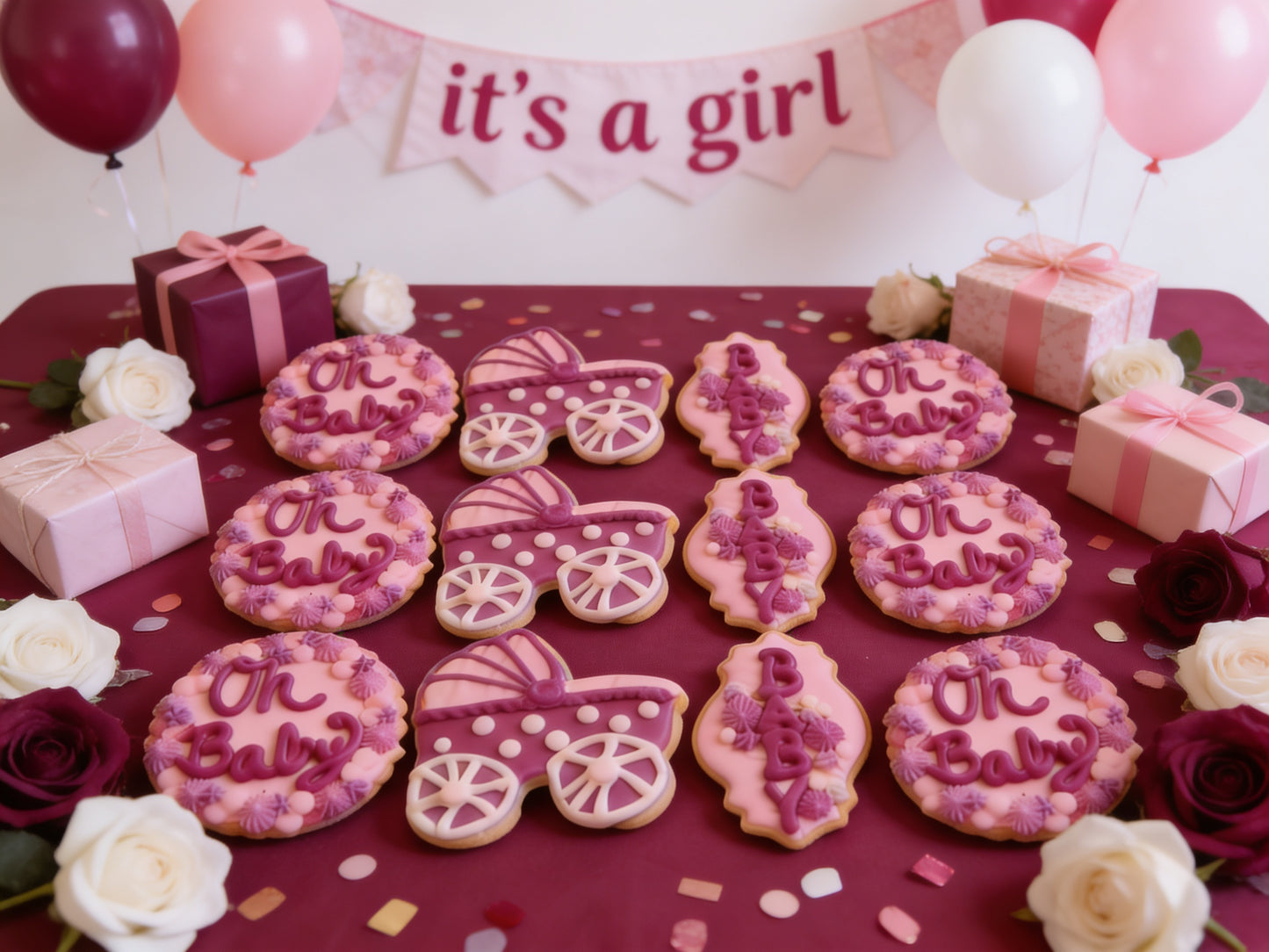 Baby Shower Pink Girl Cookies Pt 2