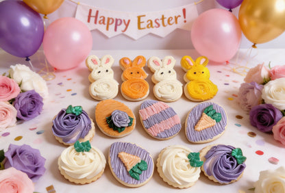 Easter Set, Bunnies, Eggs, Flowers