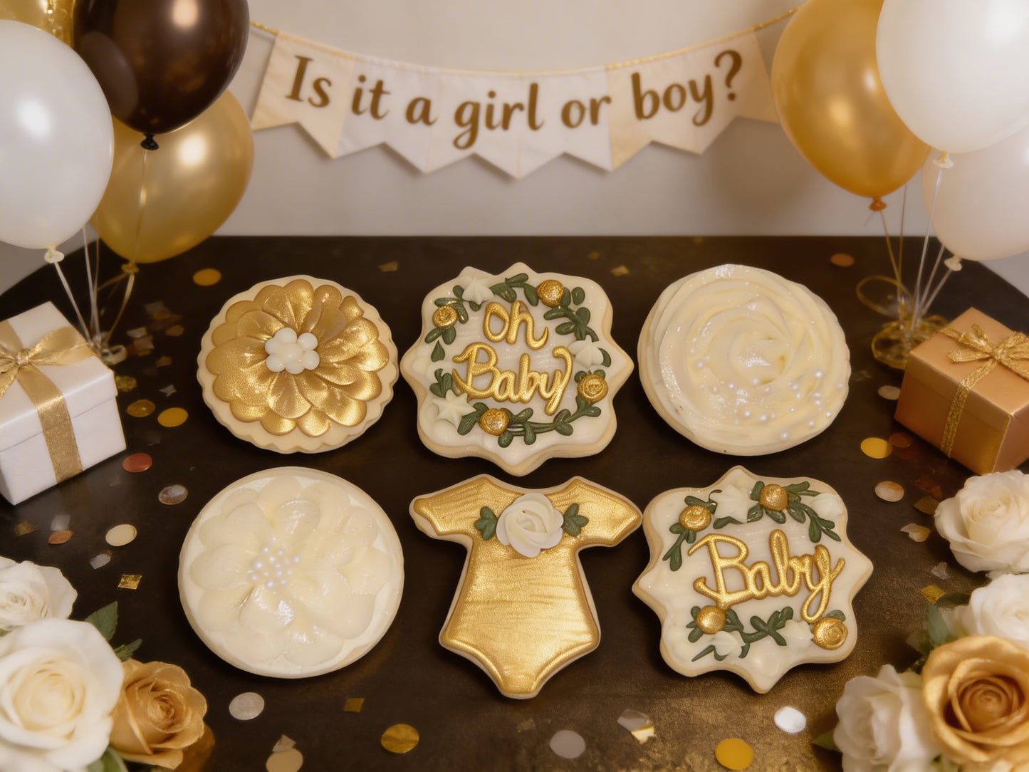 Baby Shower Gold Neutral Boy or Girl Cookies Pt 3