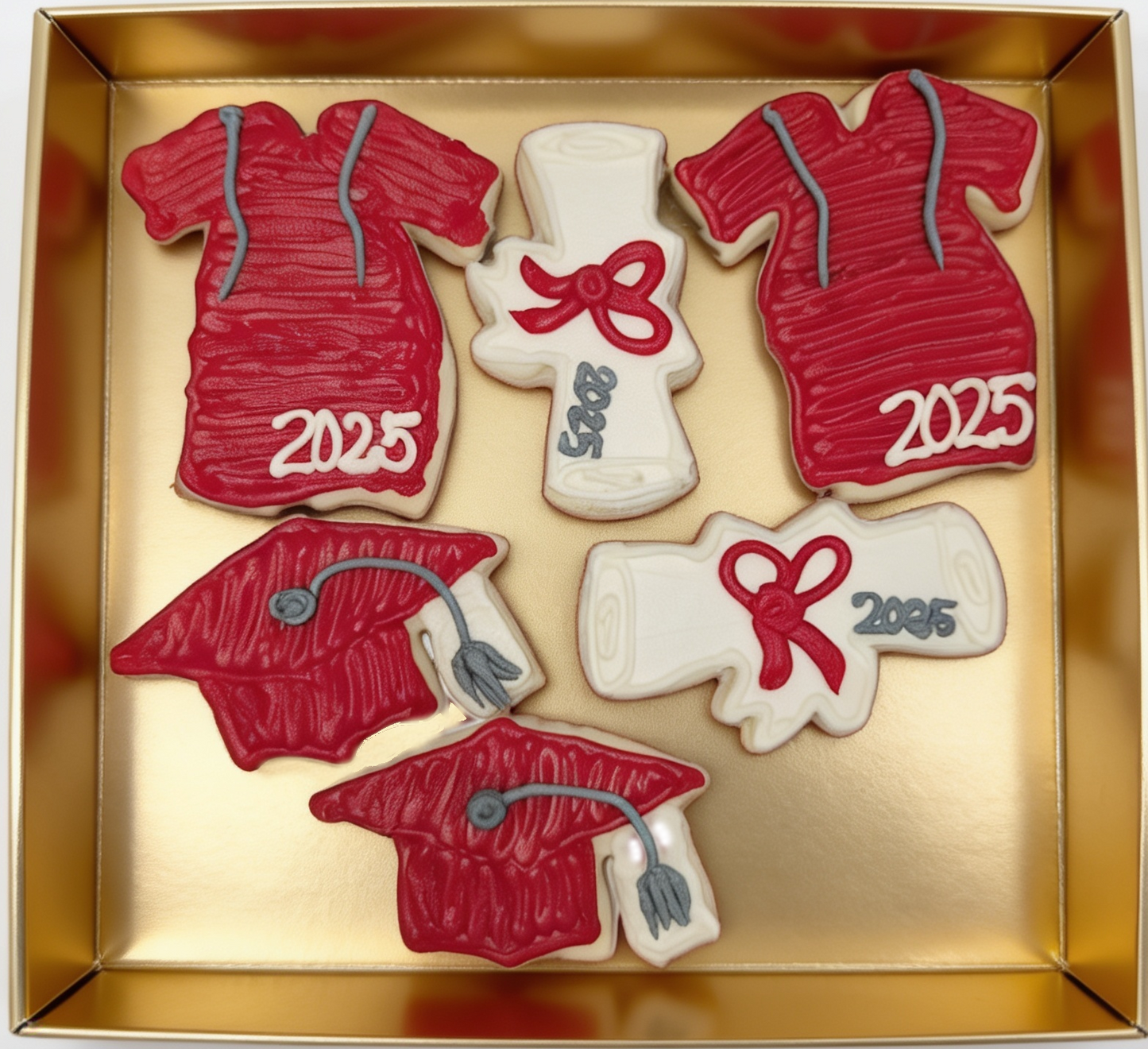 Dozen Red & Gray Graduation Cookies
