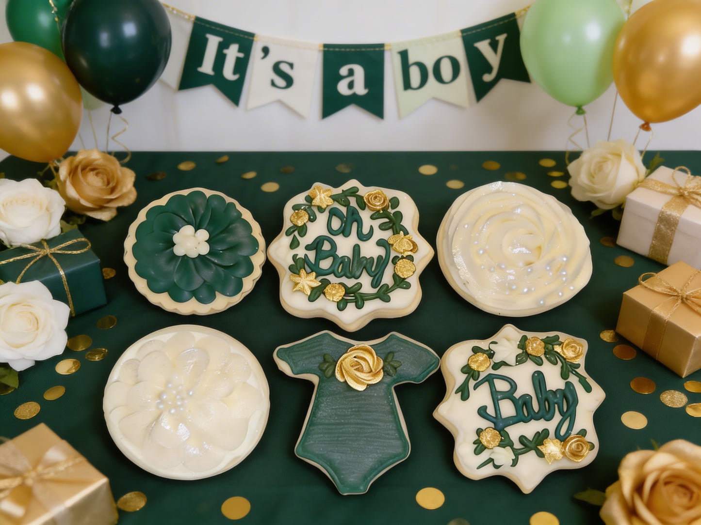 Baby Shower Green Boy Cookies Pt 3