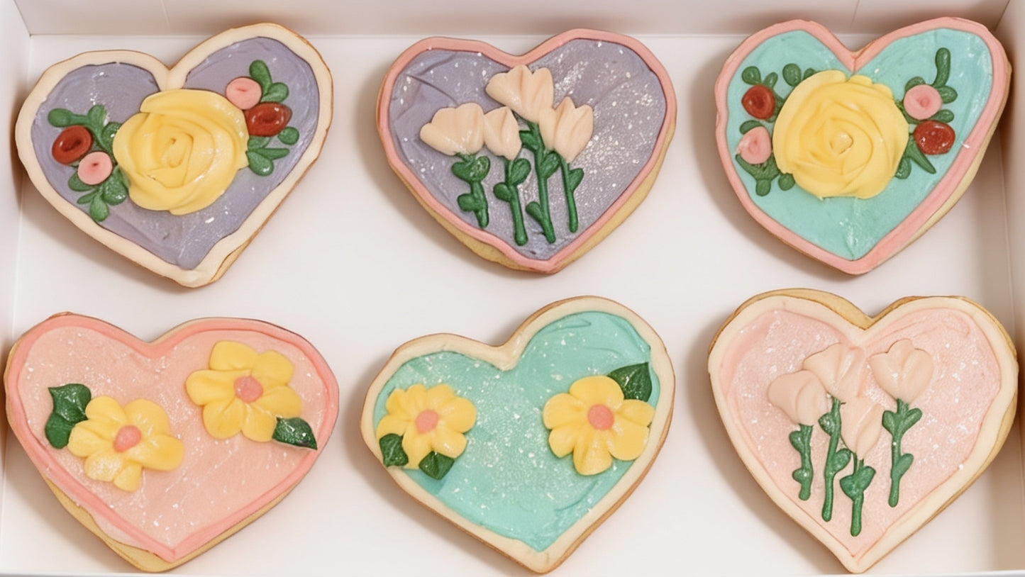 Heart Cookies with Flowers