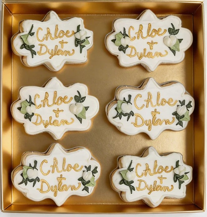 Dozen Gold and White Name Plaques