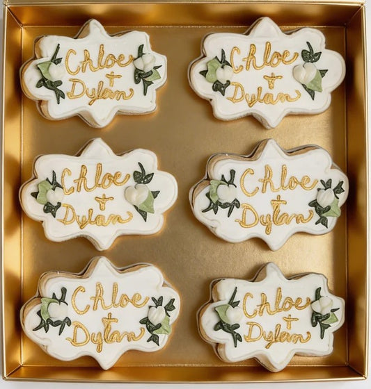 Dozen Gold and White Name Plaques