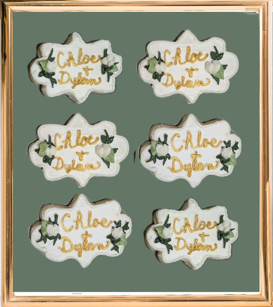 Half Dozen Gold and White Name Plaques