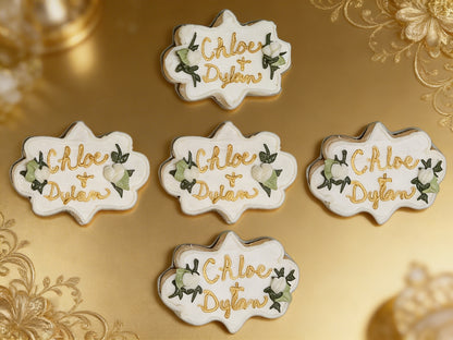 Dozen Gold and White Name Plaques