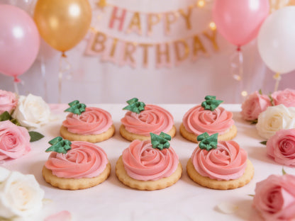 Dozen Pink Rosettes Happy Birthday