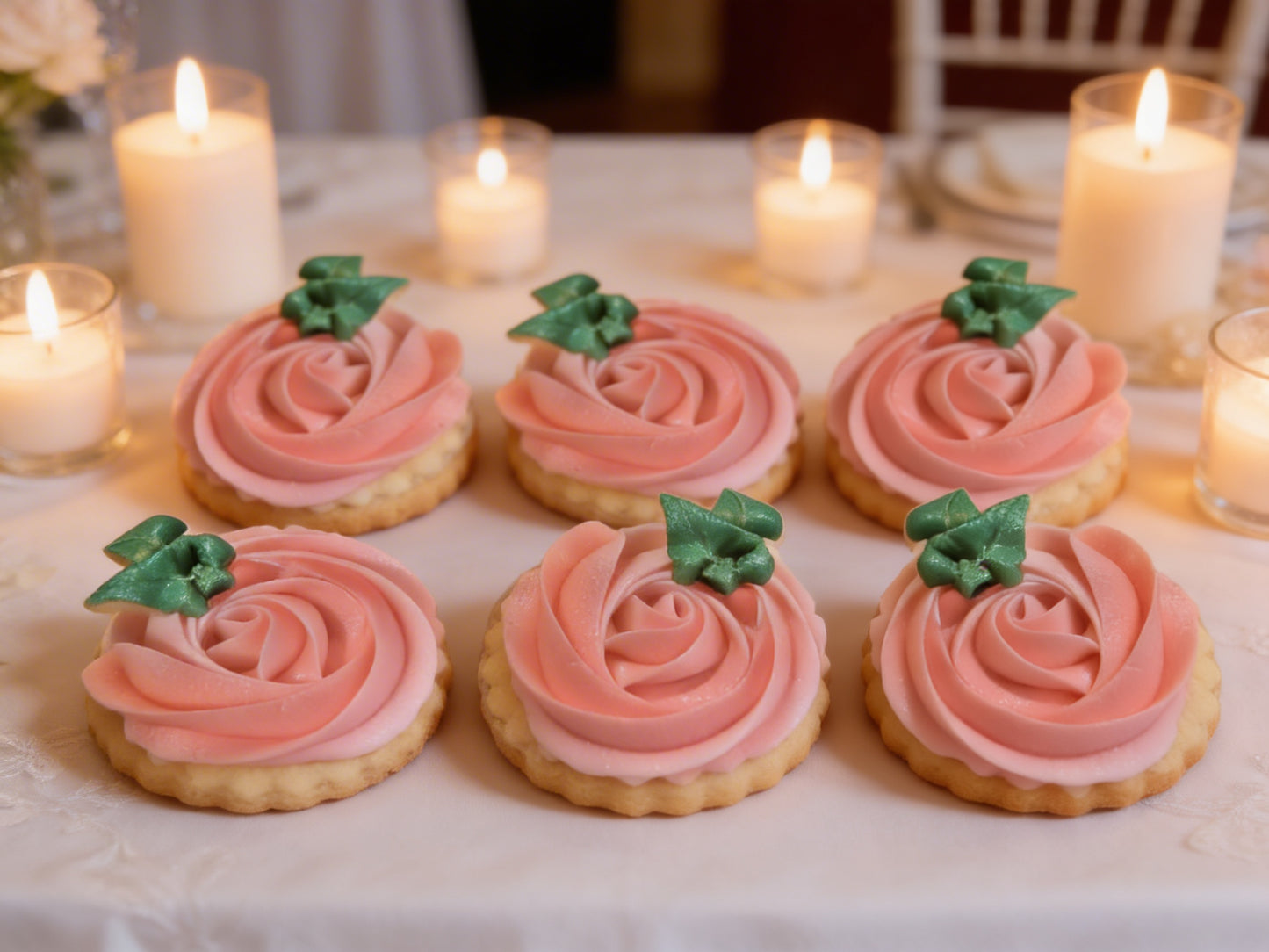 Dozen Pink Rosettes Wedding Day