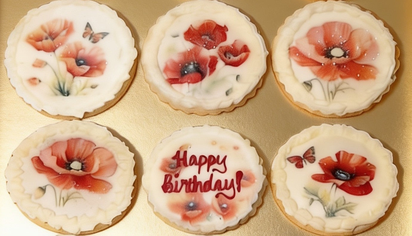 Poppy Flower Birthday Cookies