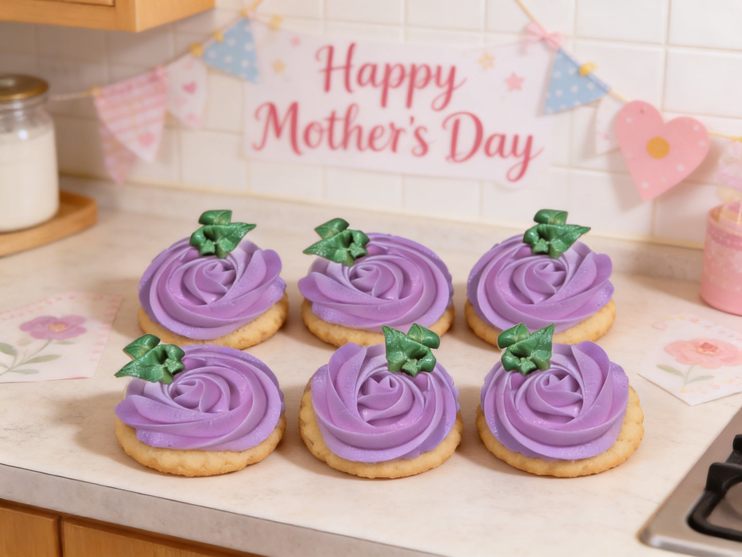 Dozen Purple Rosettes Mother's Day