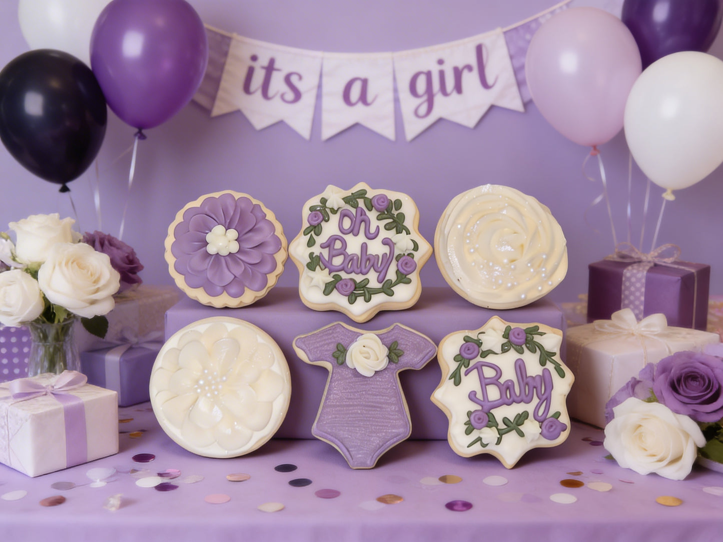 Baby Shower Purple Girl Cookies Pt 3