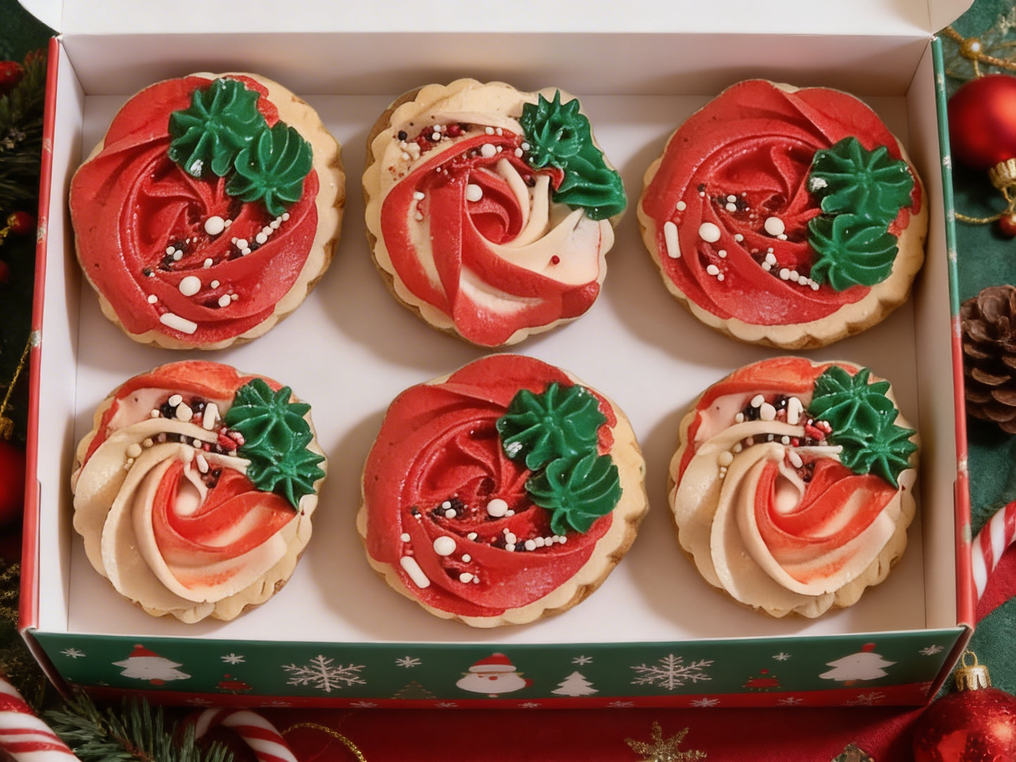 Dozen Red & White Christmas Rosettes