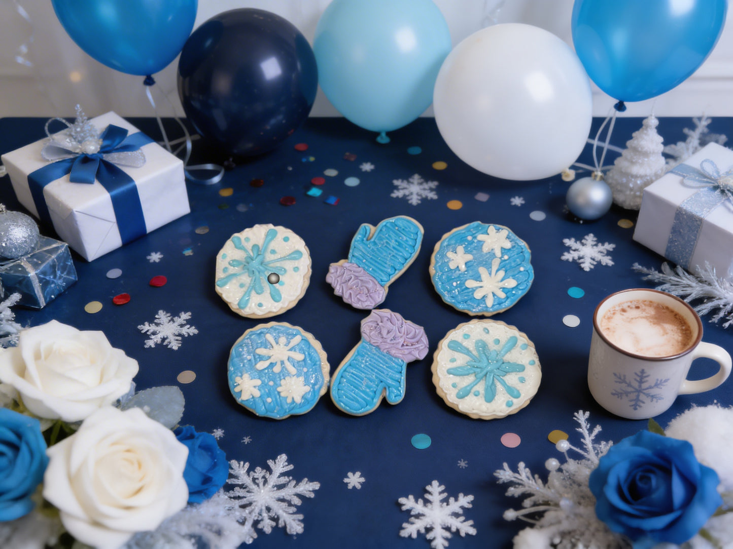 Winter Theme Mittens and Snoflakes