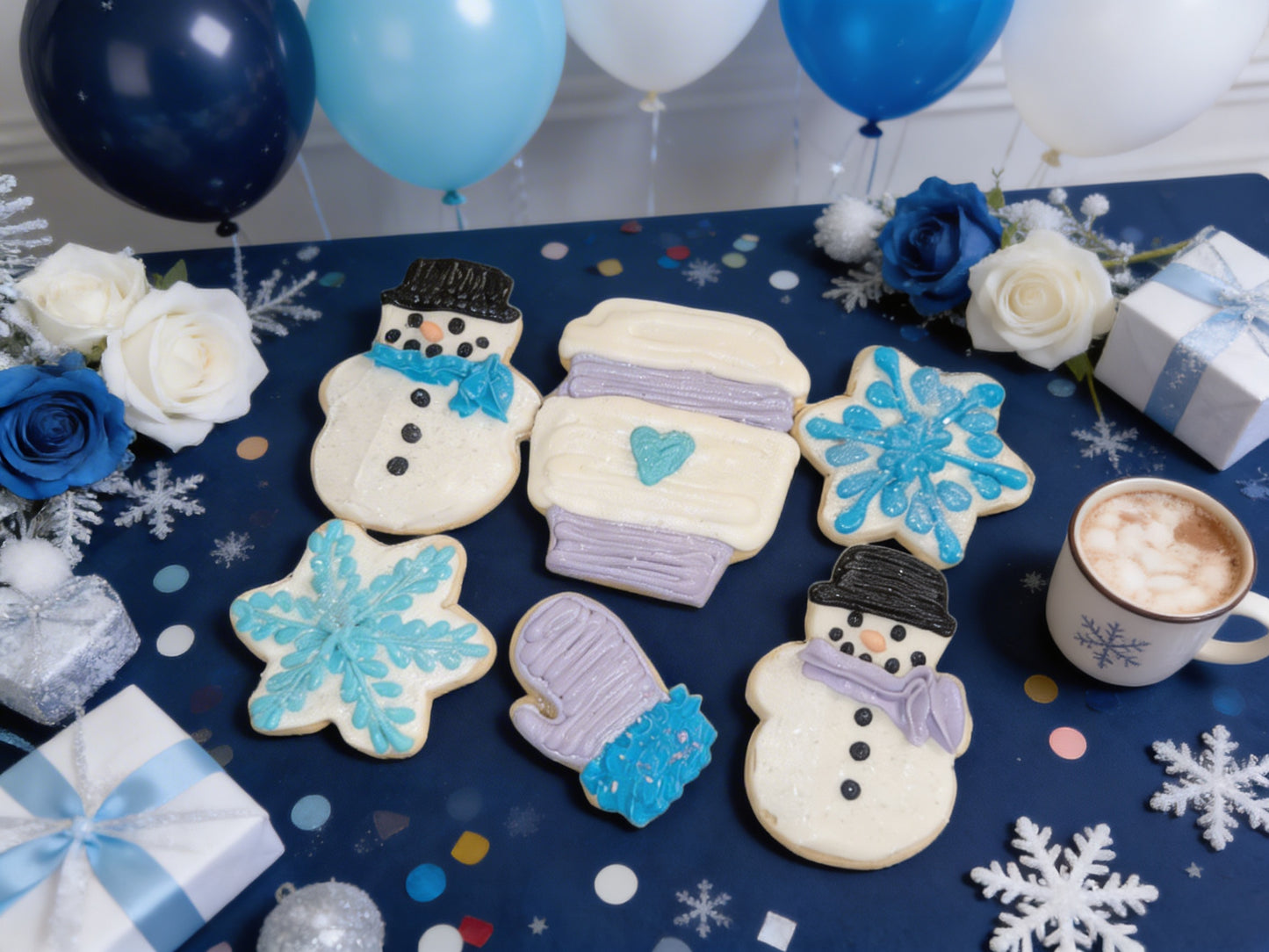 Winter Theme Snowmen, Snowflakes, Cocoa