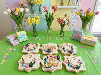 Spring Flowers with Gold Letters