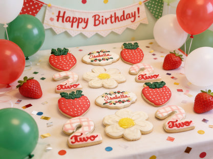 Strawberry Birthday Cookies