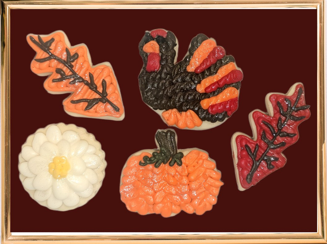 Thanksgiving Cookies - Leaves, Turkey, Flower